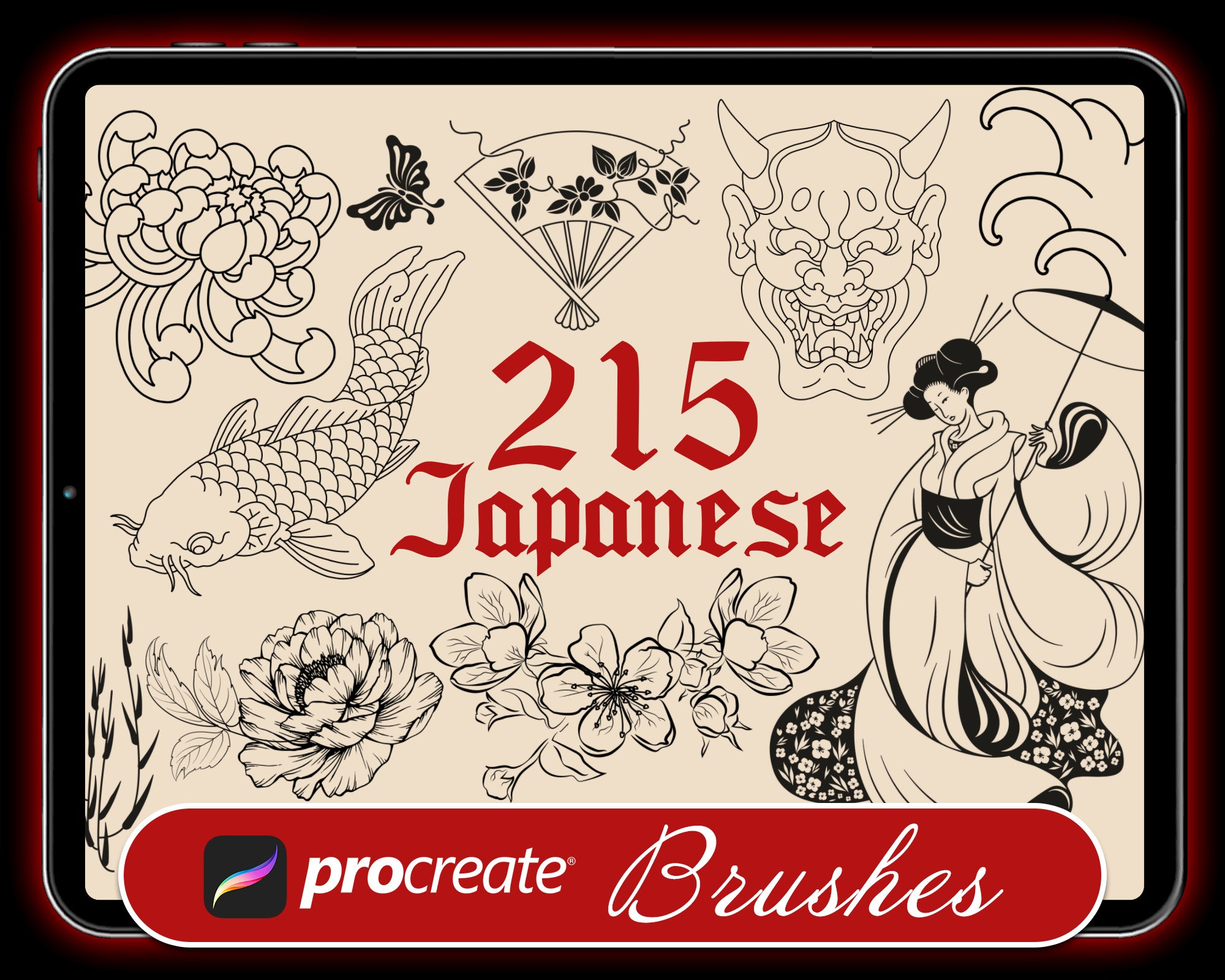 215 Procreate Japanese Tattoo Brushes Procreate Japan Etsy