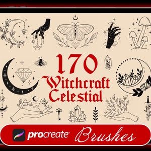 170 Witchcraft / Celestial Procreate Stamps | Mystic Procreate Stamps | Celestial Stamps | Boho Stamps | Witch Stamps |Procreate Magic Stamp