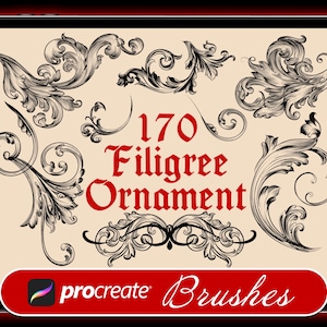 170 Procreate Filigree Ornament Tattoo Brushes, Acanthus Baroque Ornament Procreate Stamp, procreate brushes tattoo, tattoo stencil design