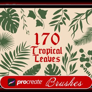 170 Tropical Leaves Procreate Stamps | Procreate Jungle Leaves | Botanical Stamps | Boho Leaves | Procreate Stamps | Commercial Use Included