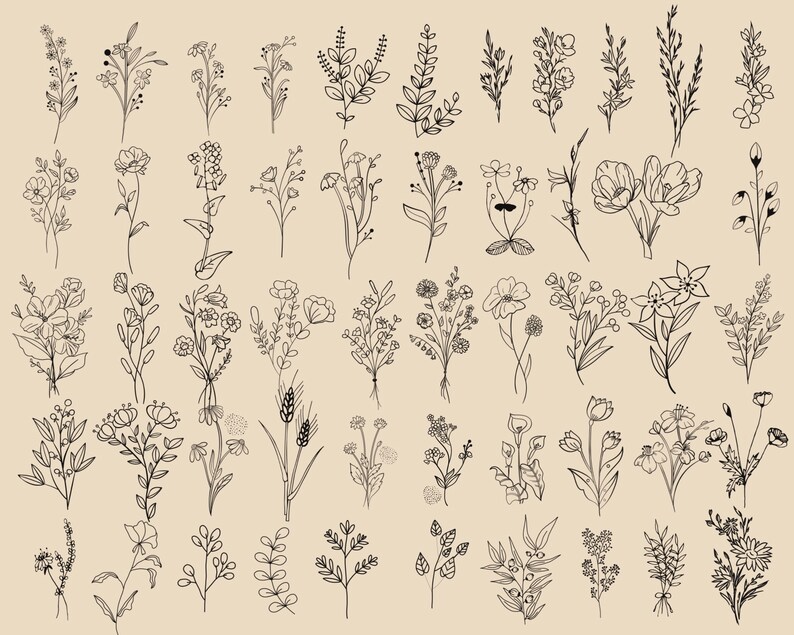 130 Flower Bouquet Procreate Stamps | Floral Procreate Stamps | Flower ...