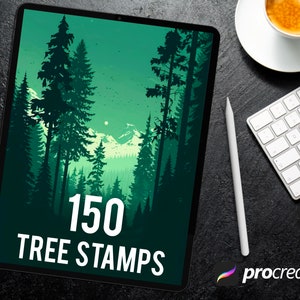 150 Procreate Tree Brushes,Tree Silhouette Stamp Brush Set,Procreate Nature, Landscape, Forest,Botanical Brush, forest, Pine Tree silhouette