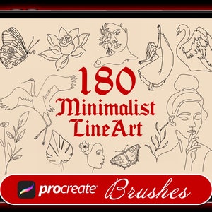180 LineArt Procreate Stamps | Minimalist Art | Procreate Floral Stamps | Tattoo procreate | Minimalist tattoo | Commercial use included