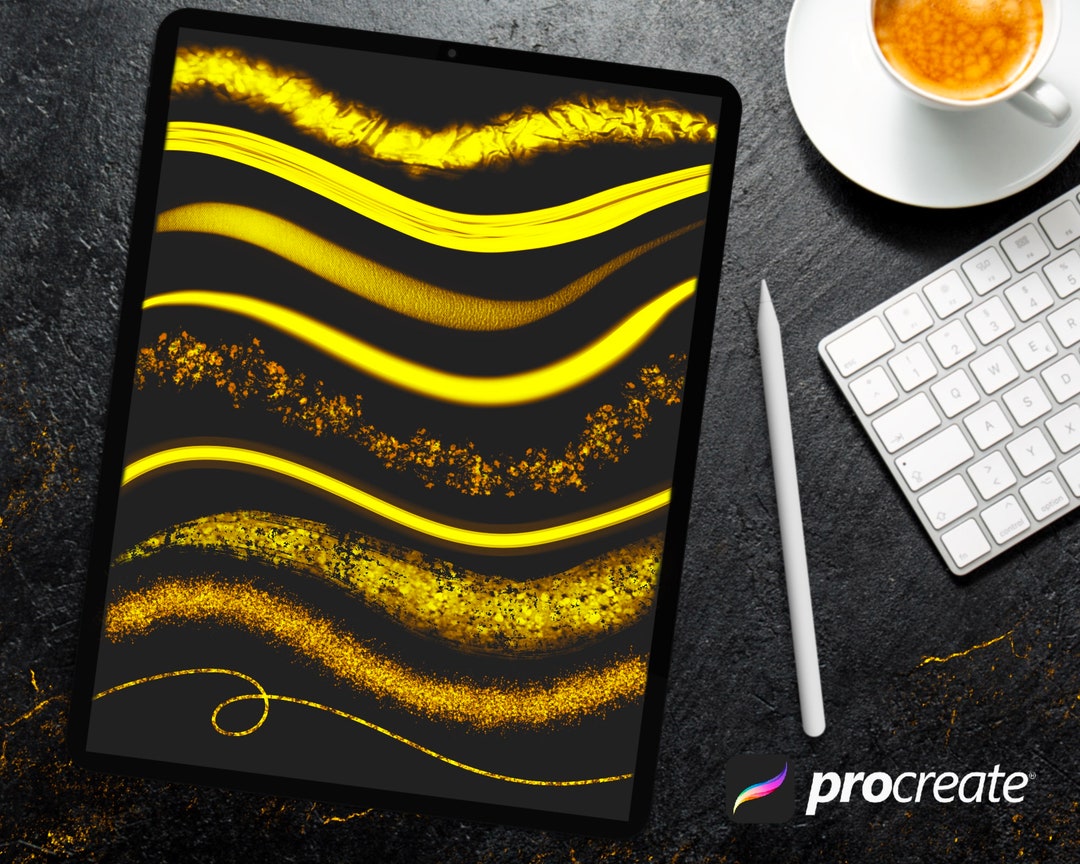 40 Realistic Gold Brushes for Procreate, Gold Texture Brushes, Gold