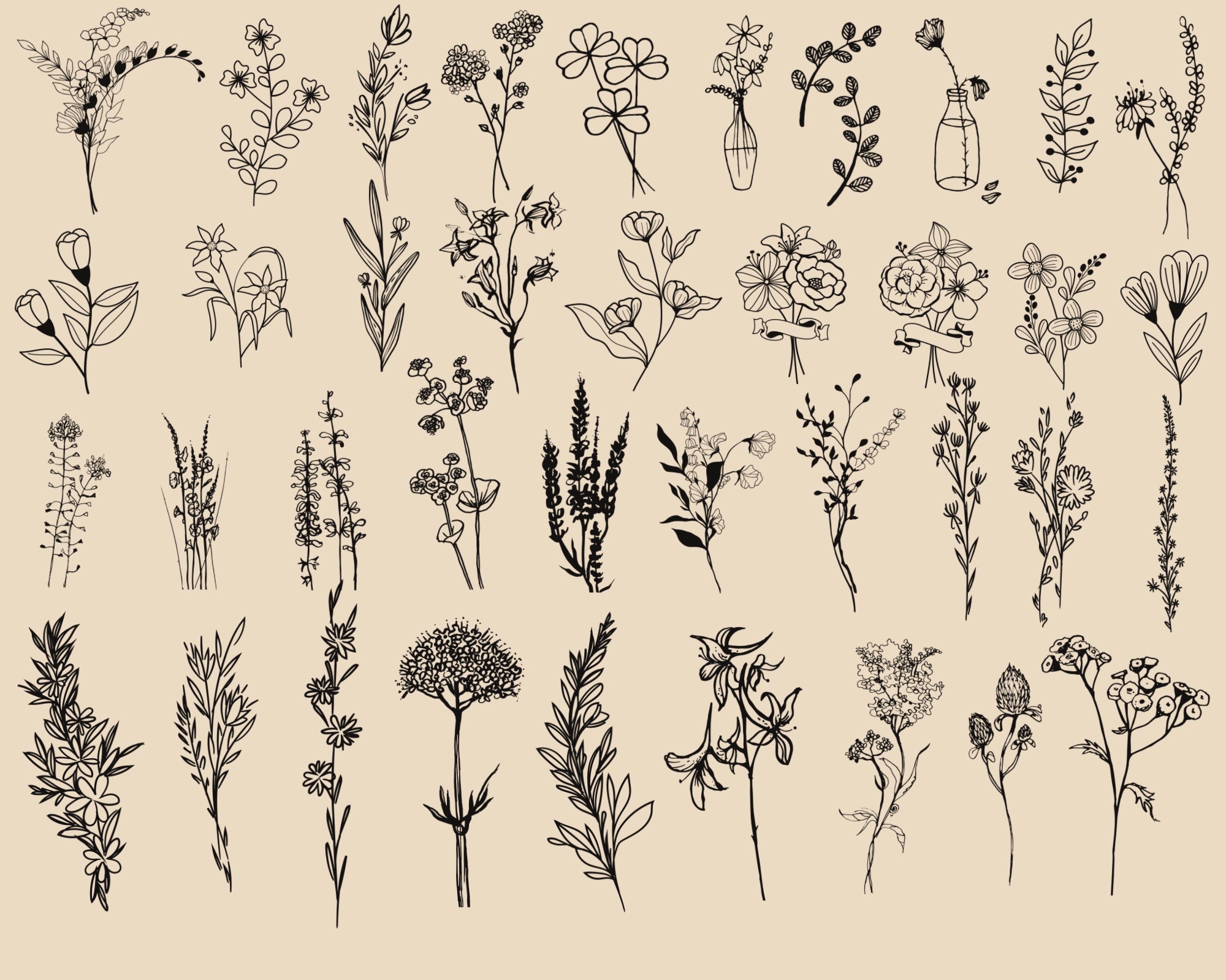 130 Flower Bouquet Procreate Stamps | Floral Procreate Stamps | Flower ...