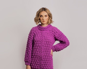 Vestido de punto morado "Warmhearted"