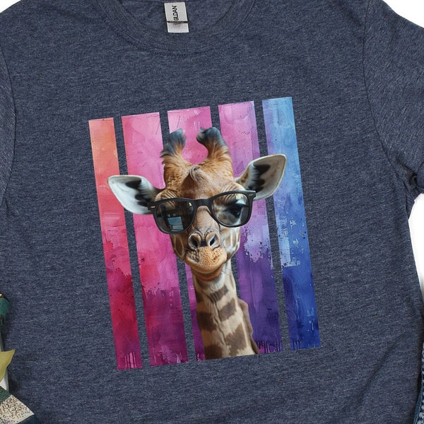 Giraffe Shirt, Funny Giraffe T-shirt, Comic Giraffe, Animal Lover Tee, Safari Tshirt