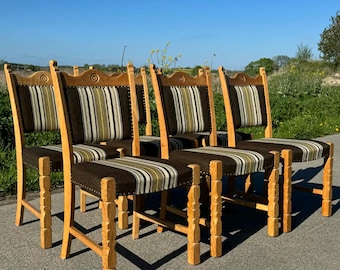 Vintage Richardson Brothers Company oak dining chairs set of 4