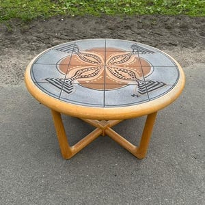 Danish mid century tile top coffee table signed MK