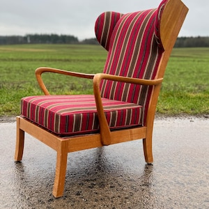 Danish mid century modern high wing back chair