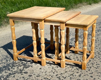 Kjærnulf nesting tables in solid oak.