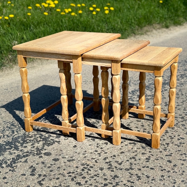 Kjærnulf nesting tables in solid oak.