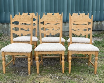 Henry Kjærnulf oak Highback Razorblade Chairs