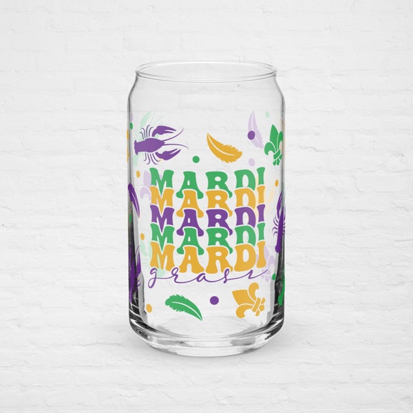 Mardi Gras Fleur Crawfish Soda Can-vormige glazen drinkware cadeau voor paradedag