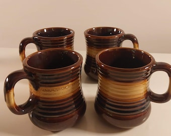 Vintage Beauceware Mugs Tea Coffee Cups Set of 4- Canadian Pottery - Cera Belle by Ceramique de Beauce - 9 oz