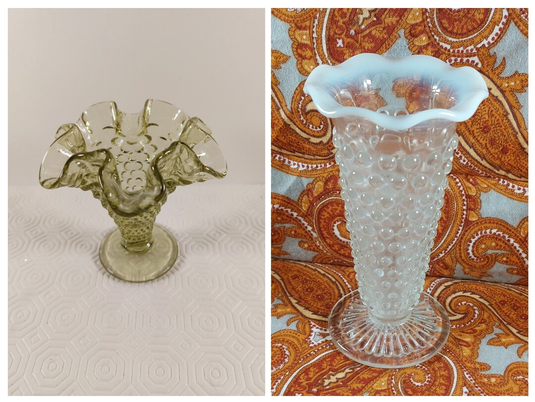 Vintage Ruffled Rim Vases - Sold Separately - Hobnail - Clear Glass ...