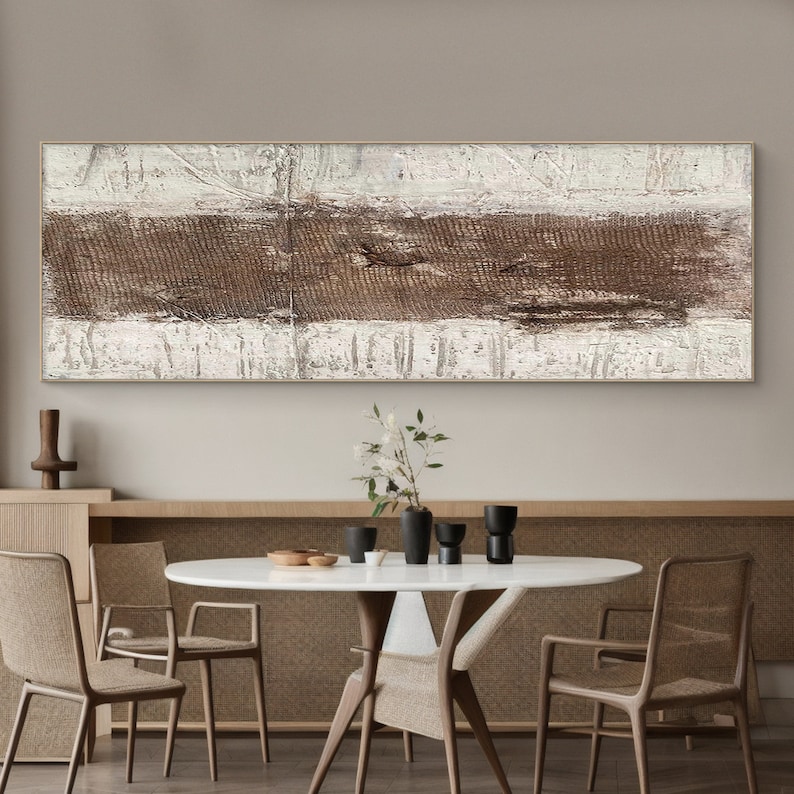 Brown Beige Textured Abstract Painting, Large Boho Wabi-sabi Wall Art ...