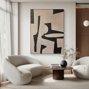 Wabi Sabi Wall Art,Beige Black Textured Painting,Modern Textured Wall Art,Large Beige Minimalist Wall Art,Neutral Wall Decor For Living room