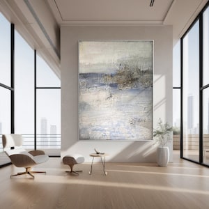 Beige Blue Abstract Wall Art,Beige Abstract Painting on Canvas,Beige Textured Wall Art,Contemporary Wall Decor,Modern Oil Painting