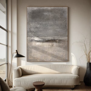 Original Gray Abstract Painting On Canvas,Gray wabi-sabi wall art,Abstract Fine Art,Modern Textured Painting for Living Room Wall Decor