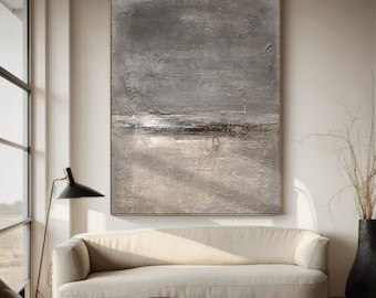 Gray Abstract Textured Painting, Wabi-Sabi Wall Art