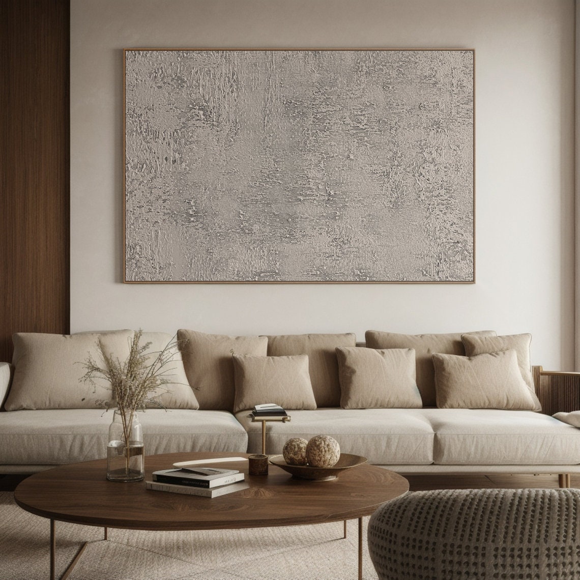OIUYTOH Large Beige Abstract Wall Art - 3D Textured Geometric Painting, 24x36 Inches, Frameless - View #14