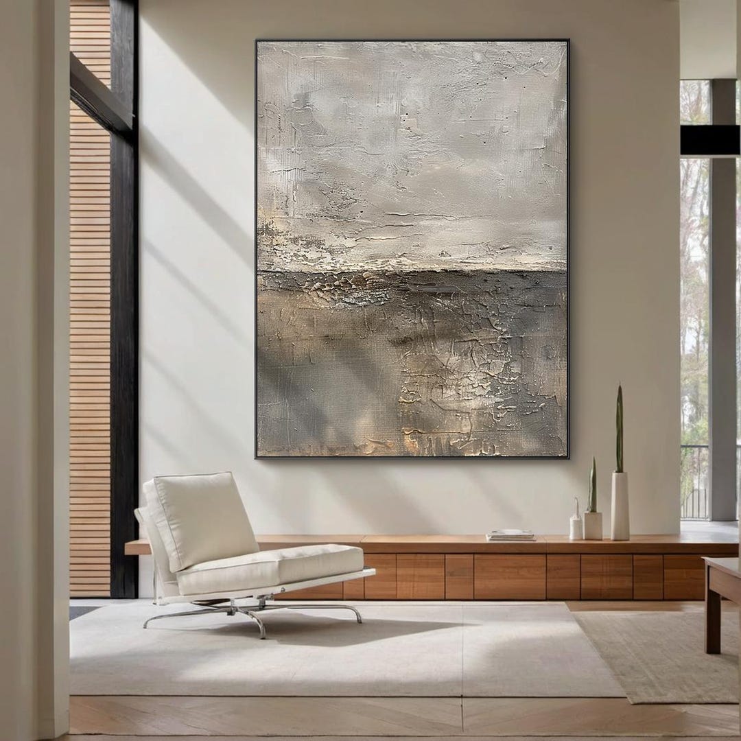 Gray Abstract Oil Painting on Canvas, Textured Modern Wall Art - Etsy
