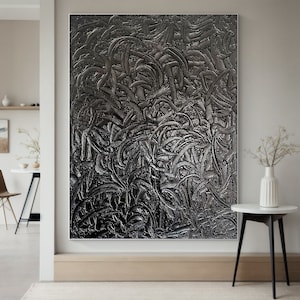 Black 3D Textured Painting, Wabi Sabi Wall Art, Black Textured Wall Art, Modern Minimalist Wall Art, Black on Canvas, 3D Minimalist Painting