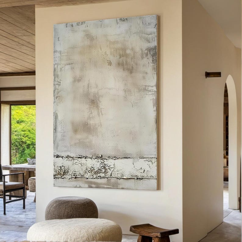 Hand Painted Beige Abstract Canvas – Textured Wabi Sabi Wall Art - Etsy