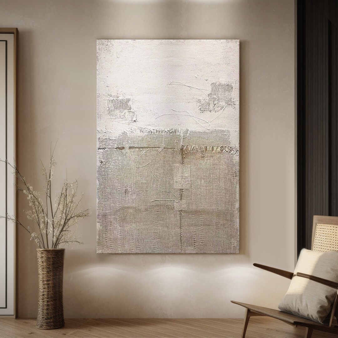 Beige Texture Abstract Beige Textured Abstract Oil Painting, Wabi-sabi Neutral Wall Art - Etsy