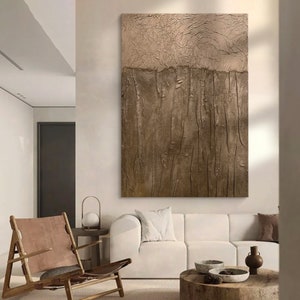 Brown minimalist painting brown wall art 3d texture painting brown Wabi-Sabi art brown square wall art Brown abstract painting on canvas