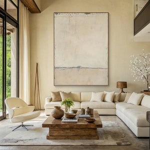 Wabi-sabi Wall Art,Beige Texture Wall Art,  Solid Beige Minimalist Painting, Large Beige Plaster Wall Art, Beige Rippled 3D Texture Painting