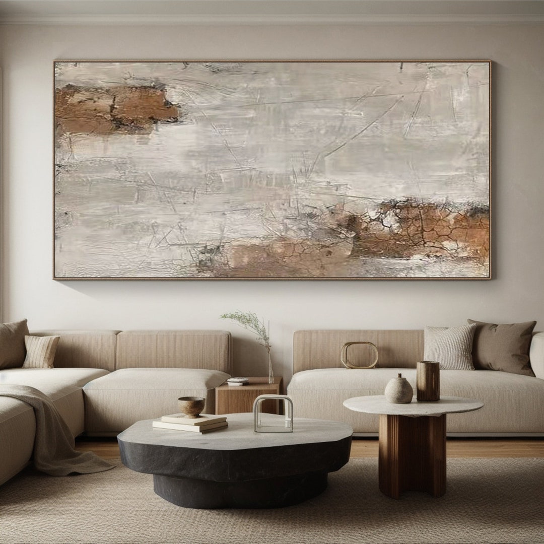 Large Brown Abstract Texture Painting, Wabi Sabi Modern Wall Art - Etsy