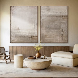 Neutral Textured Wall Art Set Of 2,Beige Abstract Wall Art, Beige Brown Textured Painting,Wabi-sabi Wall Art,Modern Abstract Canvas Painting