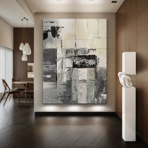 Original Gray Abstract Canvas Painting,Modern Wall Art Canvas, Large Canvas Art Living Room, Framed Office Wall Art, Large Wall Art Abstract