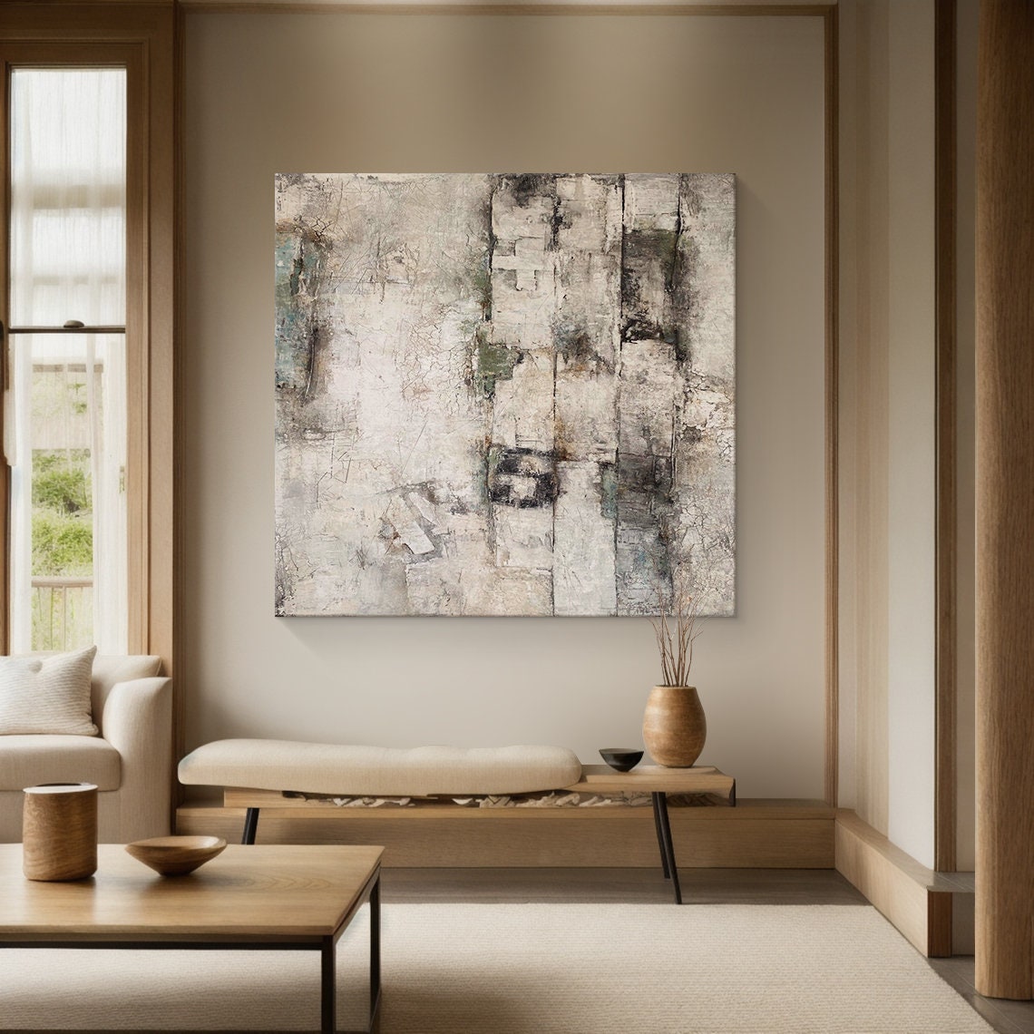 Large Beige Texture Painting, Wabi Sabi Abstract Wall Art - Etsy