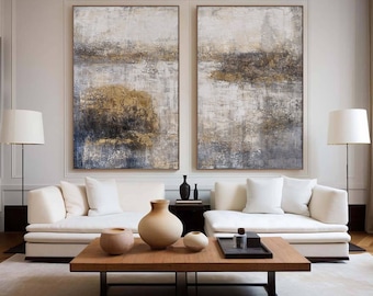 Beige Brown Abstract Wall Art, Set of 2 Brown Canvas Paintings, Wabi Sabi Wall Art, Bohemian Abstract Painting, Neutral Textured Wall Art