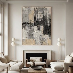 Black And Beige Textured Wall Art, Beige And Black Abstract Painting, Wabi Sabi Wall Art, Biege Textured Painting, Modern Abstract Wall Art