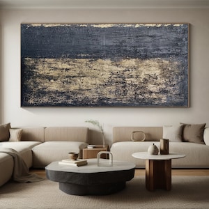 Abstract Gold Leaf Painting Textured Painting,Black Gold Painting On Canvas,Black Wabi-sabi Wall Art,Gold Wall Decor Art For Living Room