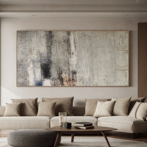 Wabi Sabi Wall Art,Beige Gray Abstract Wall Art,Gray Textured Canvas Painting,Large Bohe Abstract Painting,Neutral Beige Textured Wall Art