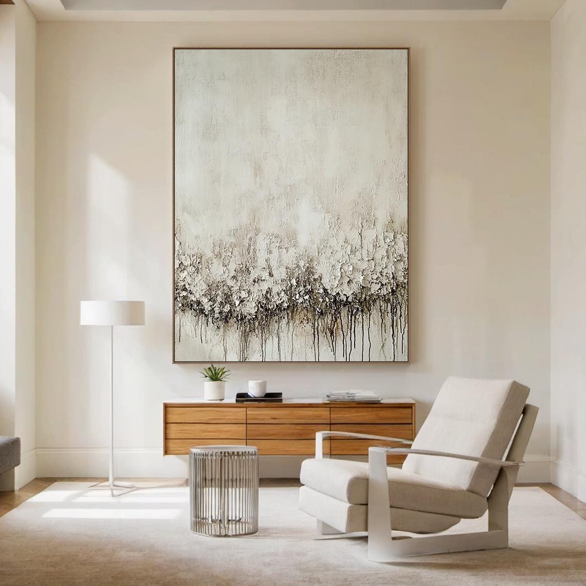 Large Beige Textured Abstract Painting, Modern Minimalist Canvas Art - Etsy