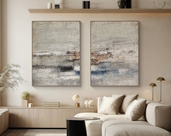 Beige Abstrakte Wandkunst, Neutrale strukturierte Wandkunst 2er-Set, Beige Braune strukturierte Malerei, Wabi-Sabi Wandkunst, moderne abstrakte Leinwandmalerei