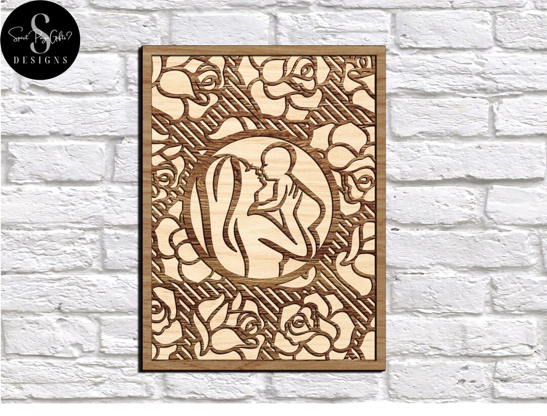 Mom Baby Laser Cut Files Mother's Day Dxf, Laser Cut Mom Gift, Rose ...
