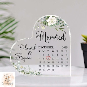 Personalized Wedding Gift, Married Calendar Plaque, Wedding Gift for Couple, Wedding Keepsake Gift, Married Plaque, Presents for Newlyweds