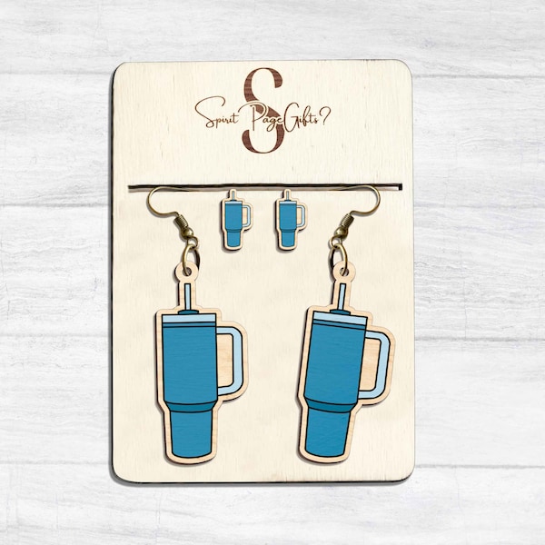 Thermos Cup Earrings SVG , Thermos Cup Alien Stud/Dangle Earrings Svg File , Laser Earrings Files , Glowforge Files