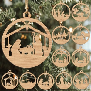 Christmas Nativity Ornament Bundle SVG, Nativity svg, Christmas Ornament svg, Ornament Template svg, Glowforge svg files, Instant Download