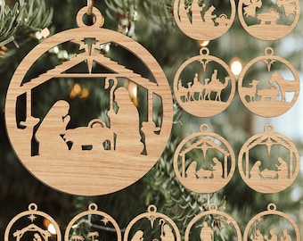 Christmas Nativity Ornament Bundle SVG, Nativity svg, Christmas Ornament svg, Ornament Template svg, Glowforge svg files, Instant Download
