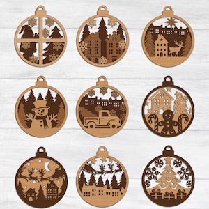 Christmas Ornament Bundle SVG, Merry Christmas svg, Christmas Ornament svg, Ornament Template svg, Glowforge svg files, Instant Download