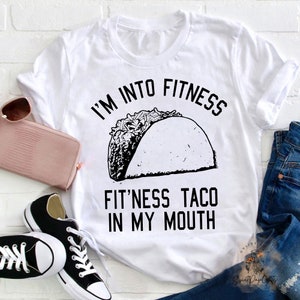 Koszulka Fitness Taco In My Mouth, Zabawna koszulka z cytatem, Bluza fitness, Bluza z kapturem Taco Tuesday Meme, Zabawna koszulka, Koszulka treningowa