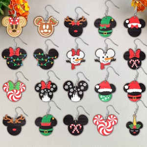 Christmas Mouse Earrings SVG, Christmas earrings svg, Mouse Hat Earrings svg, Animal Earrings svg, Glowforge svg files, Instant Download
